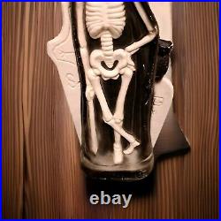 Vtg Halloween Blow Mold Skeleton Grim Reaper Graveyard Tombstone Tabletop Light