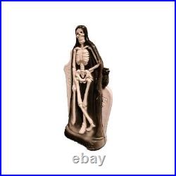 Vtg Halloween Blow Mold Skeleton Grim Reaper Graveyard Tombstone Tabletop Light