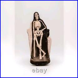 Vtg Halloween Blow Mold Skeleton Grim Reaper Graveyard Tombstone Tabletop Light