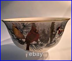 Vtg Lenox Winter Greetings Scenic 11 1/4 Large Bowl Fine Ivory China USA NOS