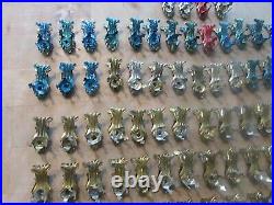 Vtg Lot 100 GOLD BLUE Metal Christmas Tree Clip On Candle Ornament Germany Made