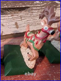Vtg Midwest Of Cannon Falls Santa And Two Reindeer Cast Iron Stocking Holders Vtg Midwest Of Cannon Falls Santa And Two Reindeer Cast Iron Stocking Holders