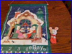 Vtg NEW 1987 Avon Advent Calendar Countdown Christmas Fabric Santa Claus w MOUSE