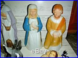 Vtg Poloron Miniature Blowmold Blow Mold Nativity Set Lights Christmas Blowmold