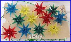 Vtg Set of 12 Russian Star Christmas Tree Lights Strand with Box & Instructions