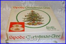 Vtg Spode Porcelain Christmas Tree Double Tier Tray Fruit Candy Dish Centerpice