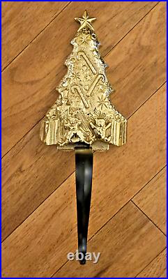 Vtg Virginia Metalcrafters Brass 3 Stocking Hanger Bundle Tree Angel Wreath