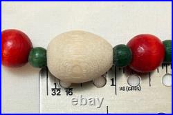 Vtg Xmas Garland Wood Beads Various Size Red White Green 9' Lengths You Choose