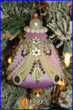 Vtg Zimonick Christmas Ornament Lilac Satin Swarovski Intricate Lilac Beauty