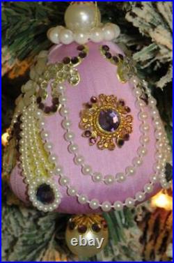 Vtg Zimonick Christmas Ornament Lilac Satin Swarovski Intricate Lilac Beauty