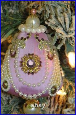 Vtg Zimonick Christmas Ornament Lilac Satin Swarovski Intricate Lilac Beauty