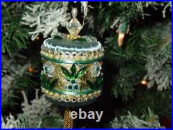 Vtg Zimonick DRUM Christmas Ornament 2 RARE Swarovski Flowers Aurora