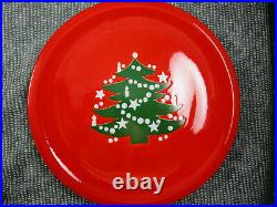 WAECHTERSBACH Set of Four DINNER PLATES 10 Red Christmas Tree ceramic Xmas