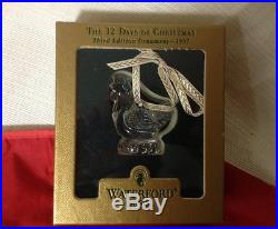 WATERFORD CRYSTAL 12 DAYS CHRISTMAS 1997 3 FRENCH HENS ORNAMENT ORIGINAL BOX