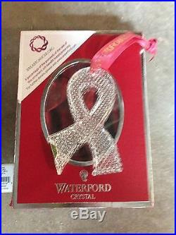 WATERFORD CRYSTAL RIBBON BREAST CANCER ORNAMENT 2013 NIB $85