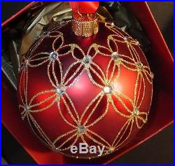 WATERFORD Holiday Heirlooms Ruby Wedge Ball Ornament New In Box