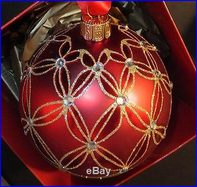 WATERFORD Holiday Heirlooms Ruby Wedge Ball Ornament New In Box