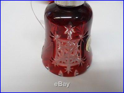 WATERFORD RUBY RED CUT SNOW CRYSTAL SNOWFLAKE BELL CHRISTMAS ORNAMENT NEW