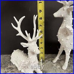 WHITE Beaded Deer by Valerie Parr Hill BRAND NEW IN BOX Set of 2