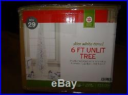 WHITE CHRISTMAS TREE 6 FT FOOT SLIM UNLIT NEW BOX TINSEL ARTIFICIAL HOLIDAY