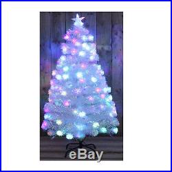 WHITE RAINBOW LED FIBRE OPTIC CHRISTMAS TREE MULTI COLOURED 3ft 5ft 6ft XMAS