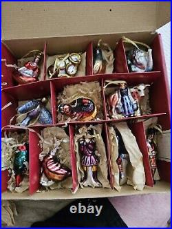 WILLIAMS SONOMA 12 DAYS OF CHRISTMAS ORNAMENTS WithBOX 2008 Rare 1 Damaged
