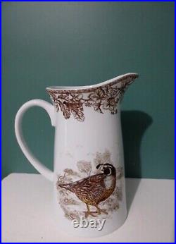 WILLIAMS-SONOMA Rare New PLYMOUTH WOODLAND BIRDS Pitcher 10 Tall 4 Lbs