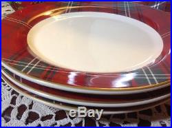 WILLIAMS SONOMA Tartan Plaid Set of (4) Dinner Plates NEW