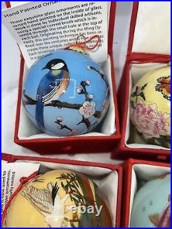WORLD TREASURE TRADING COMPANY Reverse Painted Glass Ornaments-Lot Of 4