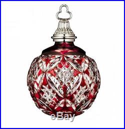 Waterford Annual Red Cased Ball Crystal Christmas Ornament
