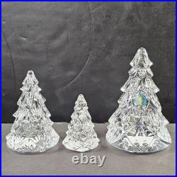 Waterford Crystal Christmas Tree Sculpture Figurine Set Of 3 Xmas 3 4.5 5.8