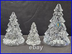 Waterford Crystal Christmas Tree Sculpture Figurine Set Of 3 Xmas 3 4.5 5.8