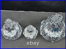 Waterford Crystal Christmas Tree Sculpture Figurine Set Of 3 Xmas 3 4.5 5.8
