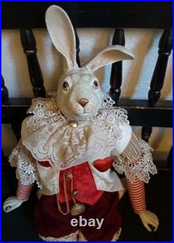 Wayne M. Kleski I’m Late Whimsical 28 Inch Tall Rabbit Doll withPocket Watch