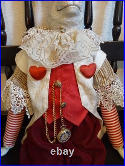 Wayne M. Kleski I'm Late Whimsical 28 Inch Tall Rabbit Doll withPocket Watch