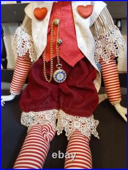 Wayne M. Kleski I'm Late Whimsical 28 Inch Tall Rabbit Doll withPocket Watch