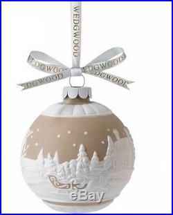 Wedgwood Brown Cameo Sleigh Ride Porcelain Christmas Ornament 2014 Decoration