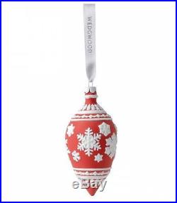 Wedgwood Red Snowflake Teardrop Porcelain Christmas Ornament New Tree Decoration