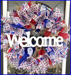Welcome Louisiana Seafood Boil Summer Front Door Wreath Crawfish Lobster Shrimp