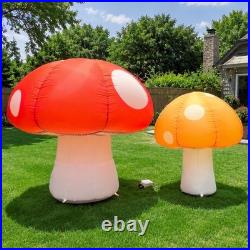Wellcomer 2 Pcs Giant Inflatable Mushroom Outdoor Decorations 6Ft & 8Ft Tall