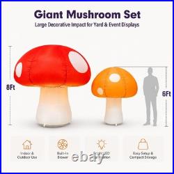 Wellcomer 2 Pcs Giant Inflatable Mushroom Outdoor Decorations 6Ft & 8Ft Tall