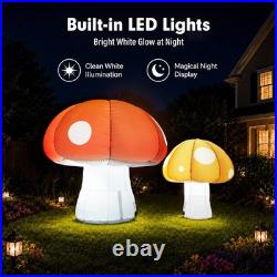 Wellcomer 2 Pcs Giant Inflatable Mushroom Outdoor Decorations 6Ft & 8Ft Tall