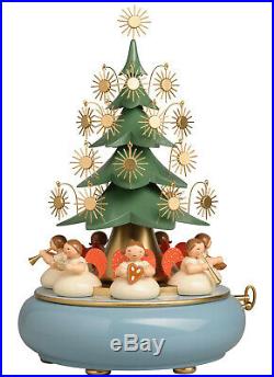 Wendt & Kühn 2020 Spieldose mit unter dem Baum sitzenden Engeln Merry Christmas