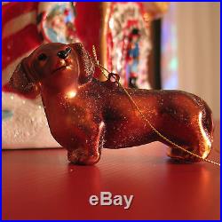 West Elm Glass Dog Dachshund Christmas Ornament NWT