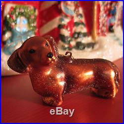 West Elm Glass Dog Dachshund Christmas Ornament NWT