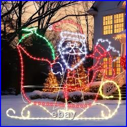 Wettal 5FT Light Up Christmas Santa Claus Sleigh Decoration, 273 LED Light Up
