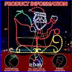 Wettal 5FT Light Up Christmas Santa Claus Sleigh Decoration, 273 LED Light Up