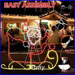 Wettal 5FT Light Up Christmas Santa Claus Sleigh Decoration, 273 LED Light Up