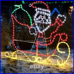 Wettal 5FT Light Up Christmas Santa Claus Sleigh Decoration, 273 LED Light Up