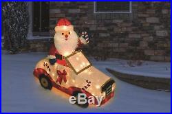 Whimsy 3D SANTA CRUISING IN HIS CAR Lighted Tinsel Christmas Yard Display NEW
